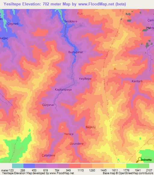 Yesiltepe,Turkey Elevation Map