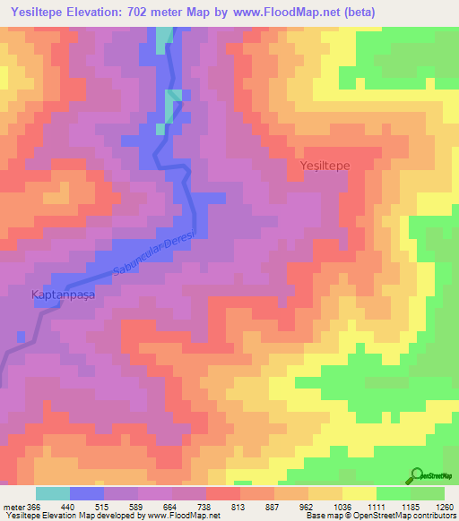 Yesiltepe,Turkey Elevation Map