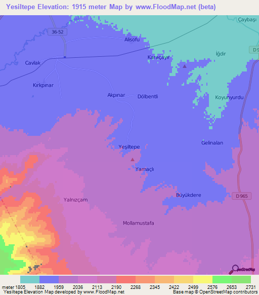 Yesiltepe,Turkey Elevation Map