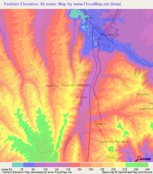 Yesilsirt,Turkey Elevation Map