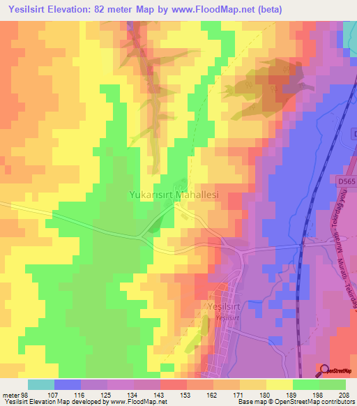 Yesilsirt,Turkey Elevation Map