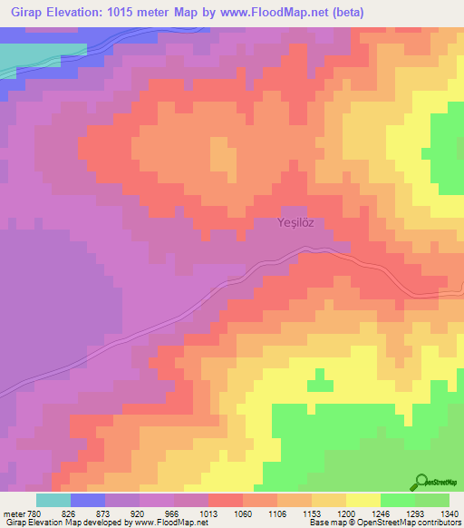 Girap,Turkey Elevation Map