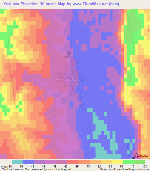 Yesilova,Turkey Elevation Map