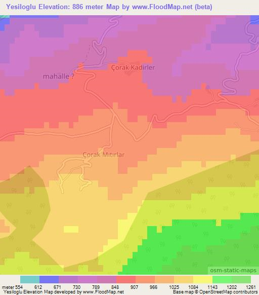 Yesiloglu,Turkey Elevation Map