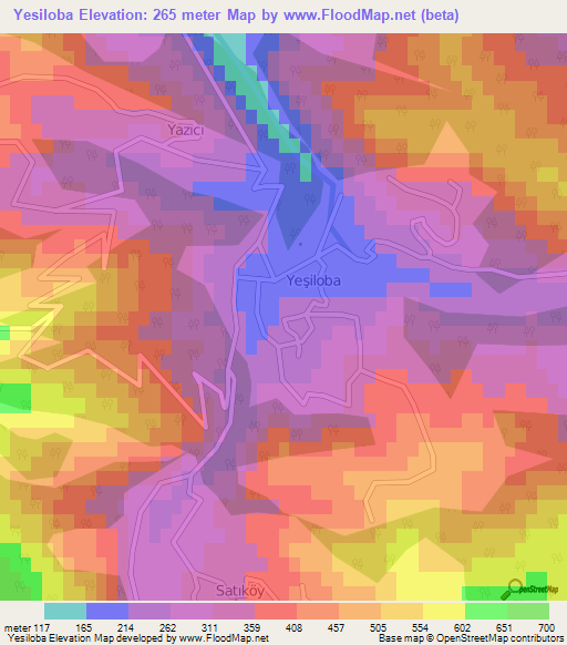 Yesiloba,Turkey Elevation Map