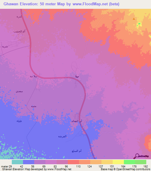 Ghawan,Saudi Arabia Elevation Map