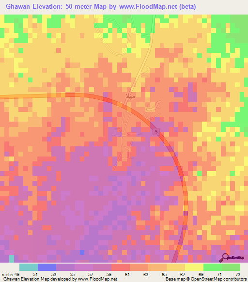 Ghawan,Saudi Arabia Elevation Map