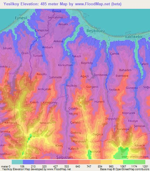 Yesilkoy,Turkey Elevation Map