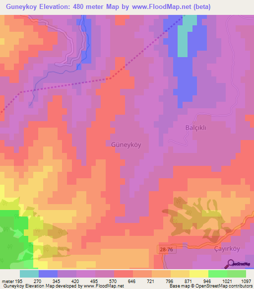 Guneykoy,Turkey Elevation Map