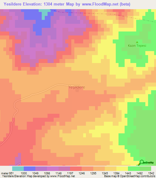 Yesildere,Turkey Elevation Map