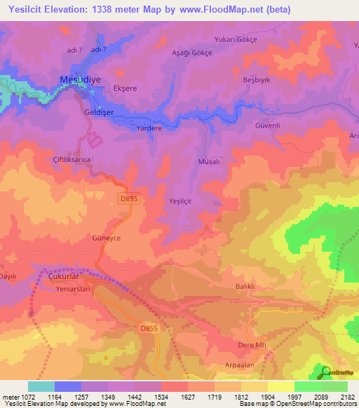 Yesilcit,Turkey Elevation Map