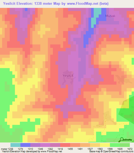 Yesilcit,Turkey Elevation Map