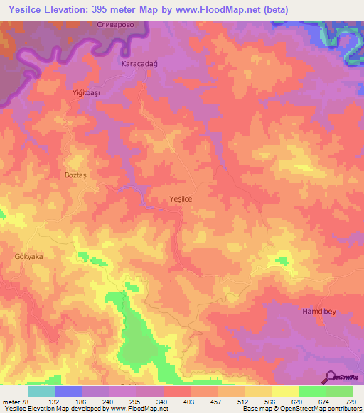 Yesilce,Turkey Elevation Map