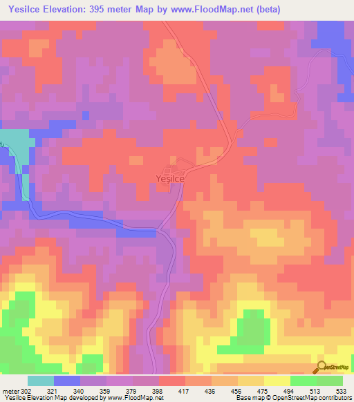 Yesilce,Turkey Elevation Map