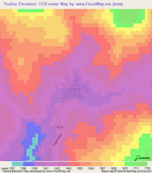 Yesilce,Turkey Elevation Map