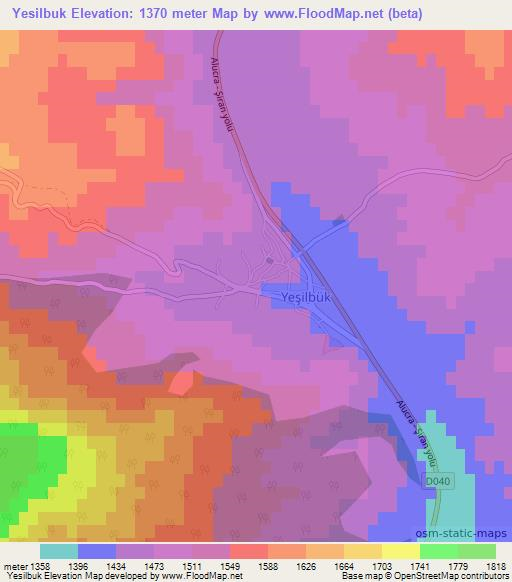 Yesilbuk,Turkey Elevation Map