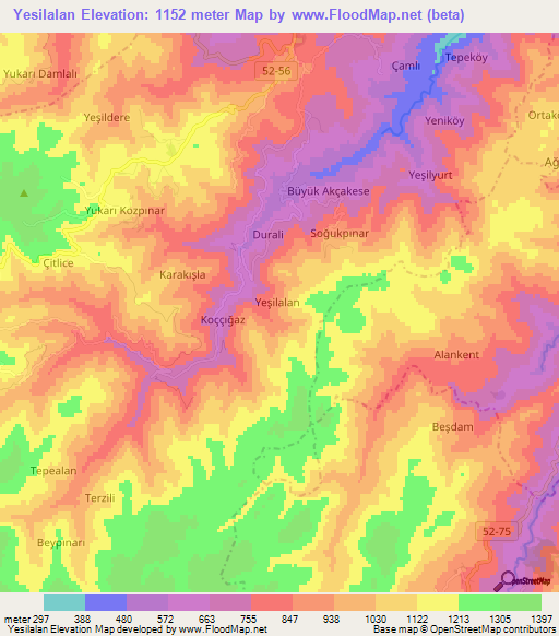 Yesilalan,Turkey Elevation Map