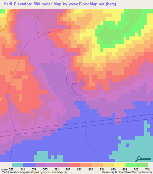 Yerli,Turkey Elevation Map