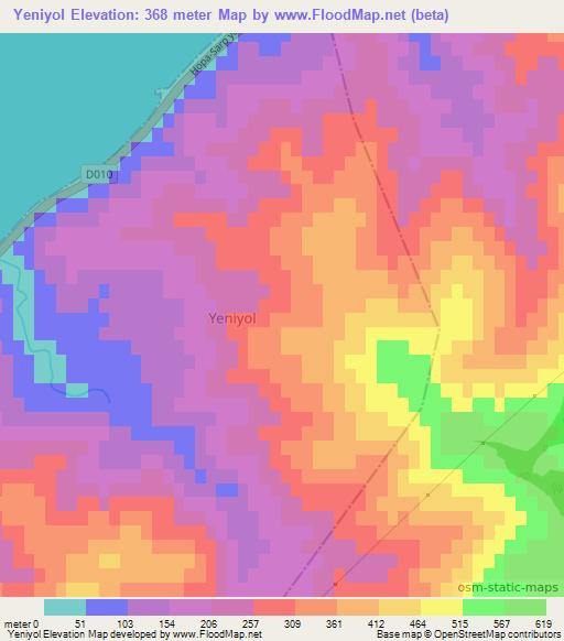 Yeniyol,Turkey Elevation Map