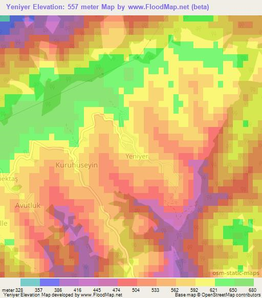 Yeniyer,Turkey Elevation Map