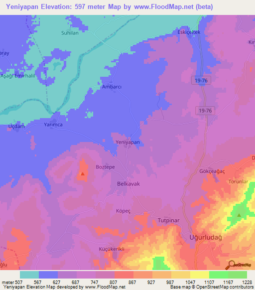 Yeniyapan,Turkey Elevation Map