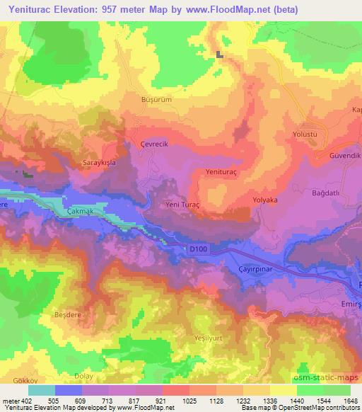 Yeniturac,Turkey Elevation Map