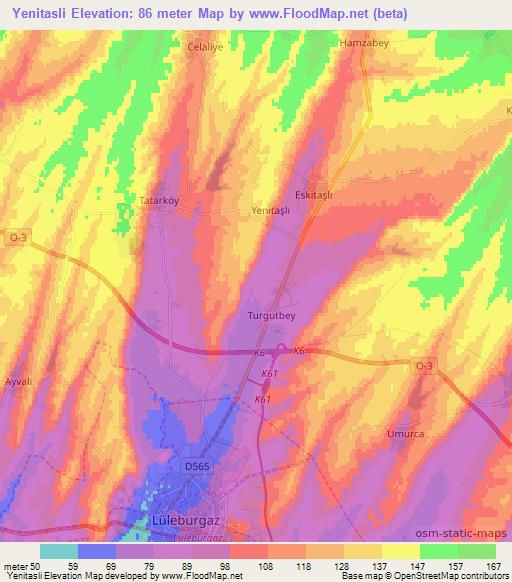 Yenitasli,Turkey Elevation Map