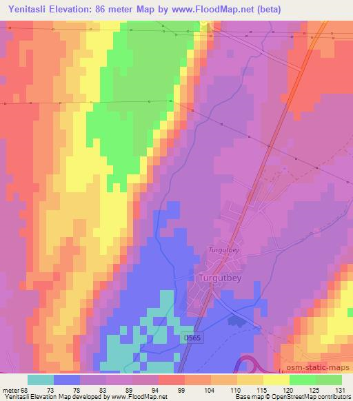 Yenitasli,Turkey Elevation Map