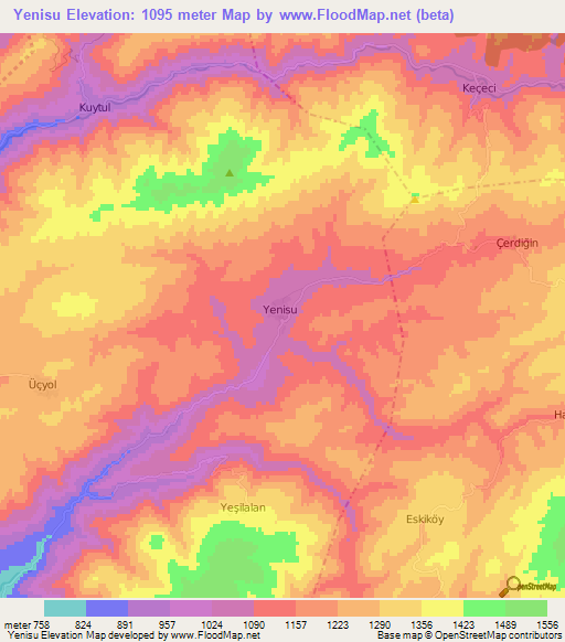 Yenisu,Turkey Elevation Map