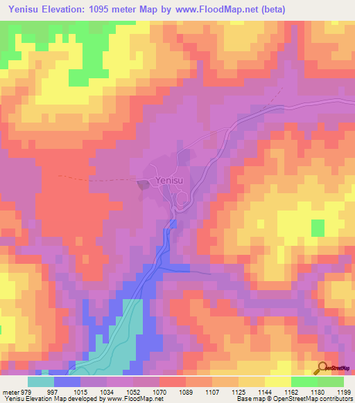 Yenisu,Turkey Elevation Map