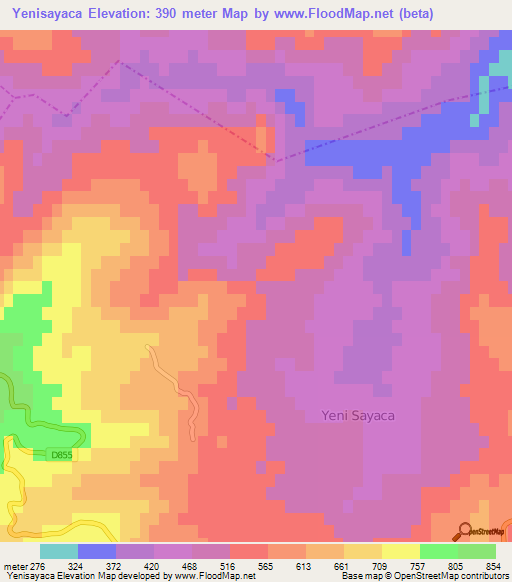 Yenisayaca,Turkey Elevation Map