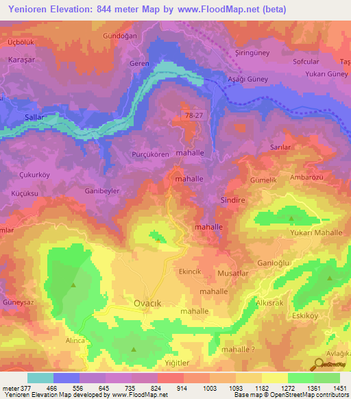 Yenioren,Turkey Elevation Map