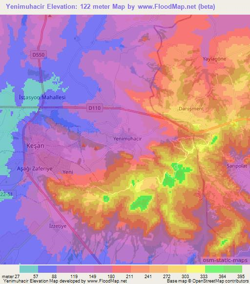 Yenimuhacir,Turkey Elevation Map