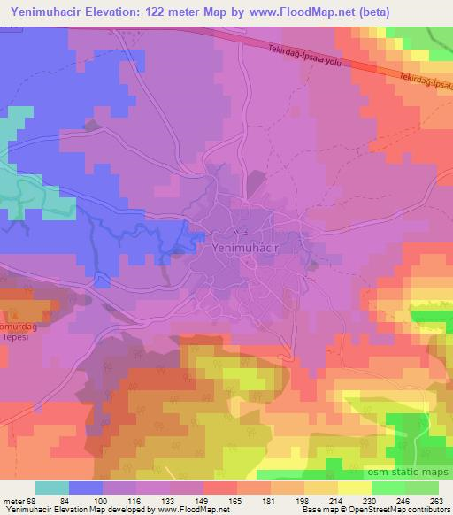 Yenimuhacir,Turkey Elevation Map