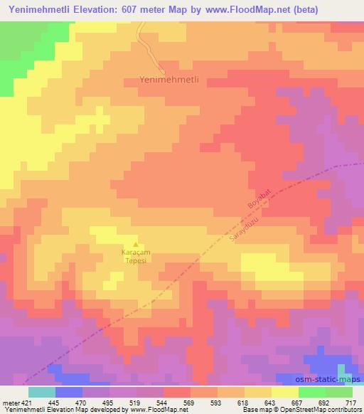 Yenimehmetli,Turkey Elevation Map