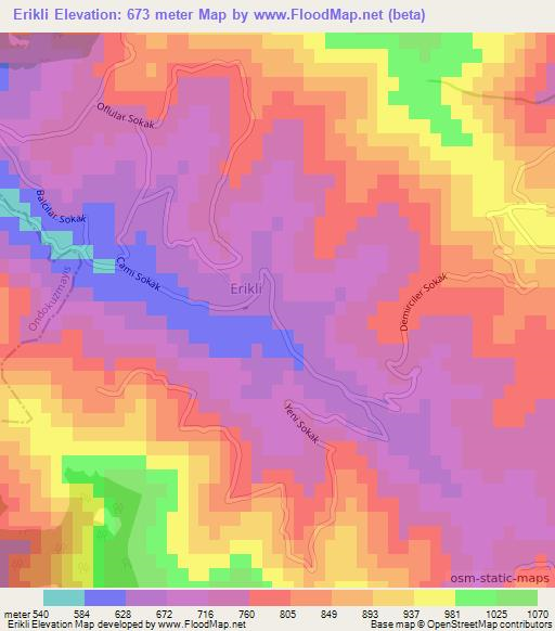 Erikli,Turkey Elevation Map