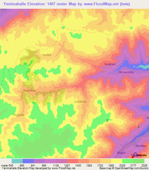 Yenimahalle,Turkey Elevation Map