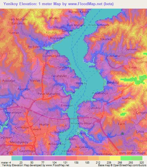 Yenikoy,Turkey Elevation Map