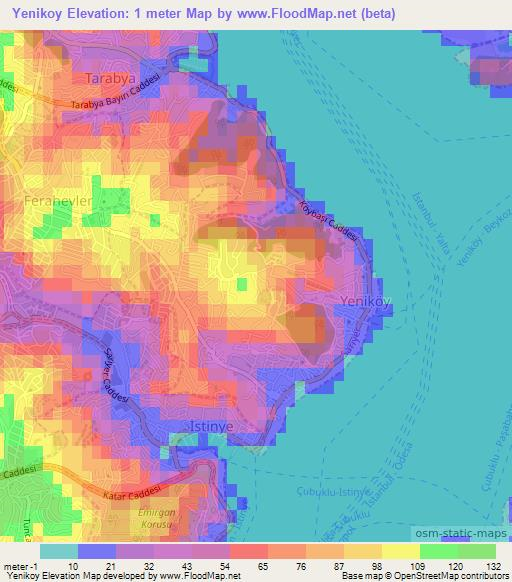 Yenikoy,Turkey Elevation Map