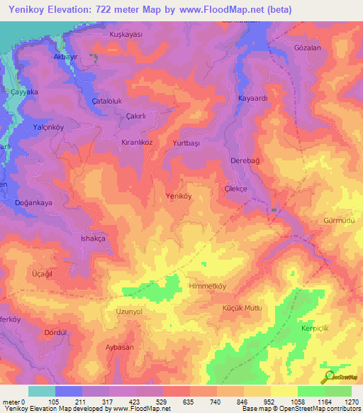 Yenikoy,Turkey Elevation Map