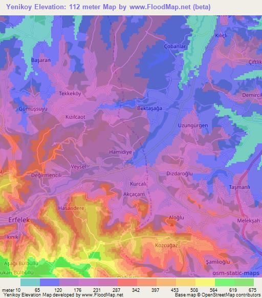 Yenikoy,Turkey Elevation Map