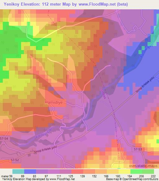 Yenikoy,Turkey Elevation Map