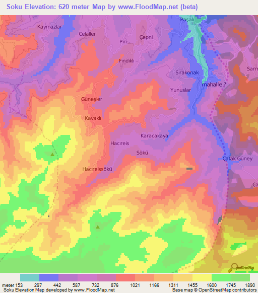 Soku,Turkey Elevation Map