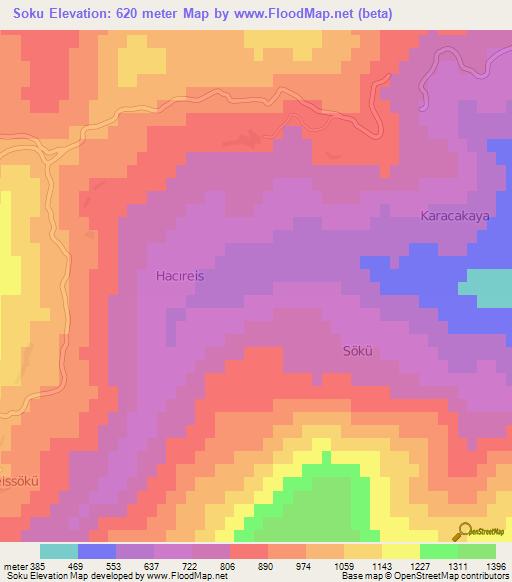 Soku,Turkey Elevation Map