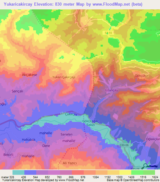 Yukaricakircay,Turkey Elevation Map