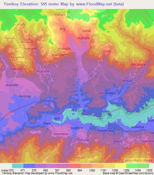 Yenikoy,Turkey Elevation Map