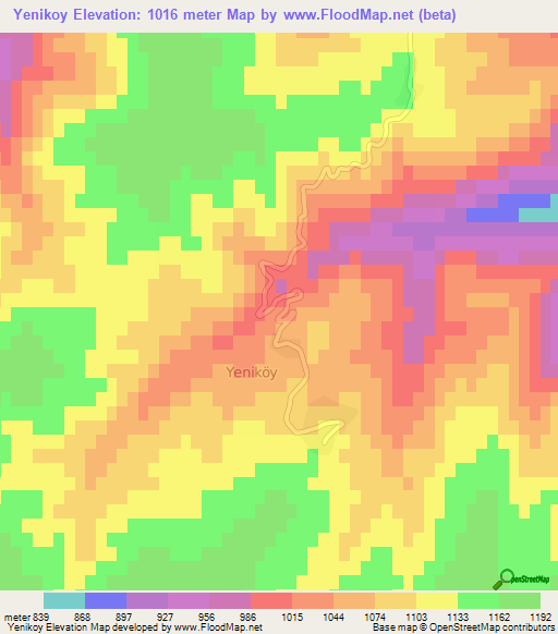 Yenikoy,Turkey Elevation Map