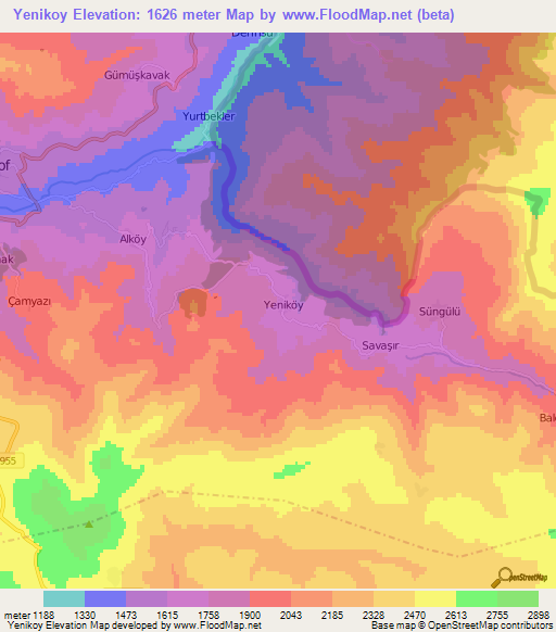 Yenikoy,Turkey Elevation Map