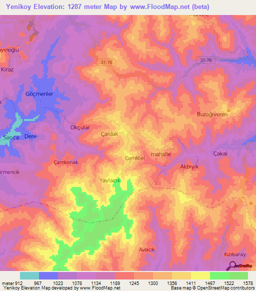 Yenikoy,Turkey Elevation Map