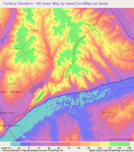 Yenikoy,Turkey Elevation Map